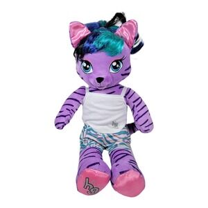 Build A Bear Honey Girls Teegan HG Purple Tiger Cat Plush Doll Toy 21" w/outfit